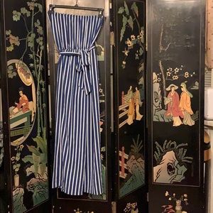 Strapless Royal blue and white romper/jumpsuit